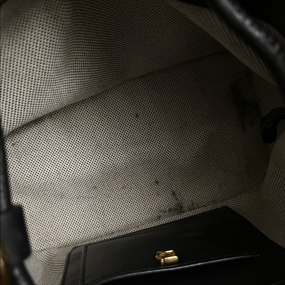 DONNA KARAN LAWRENCE BUCKET BAG BLACK W/GOLD HANDLE - Picture 12 of 13